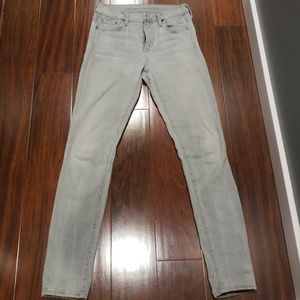 High rise worn jeans